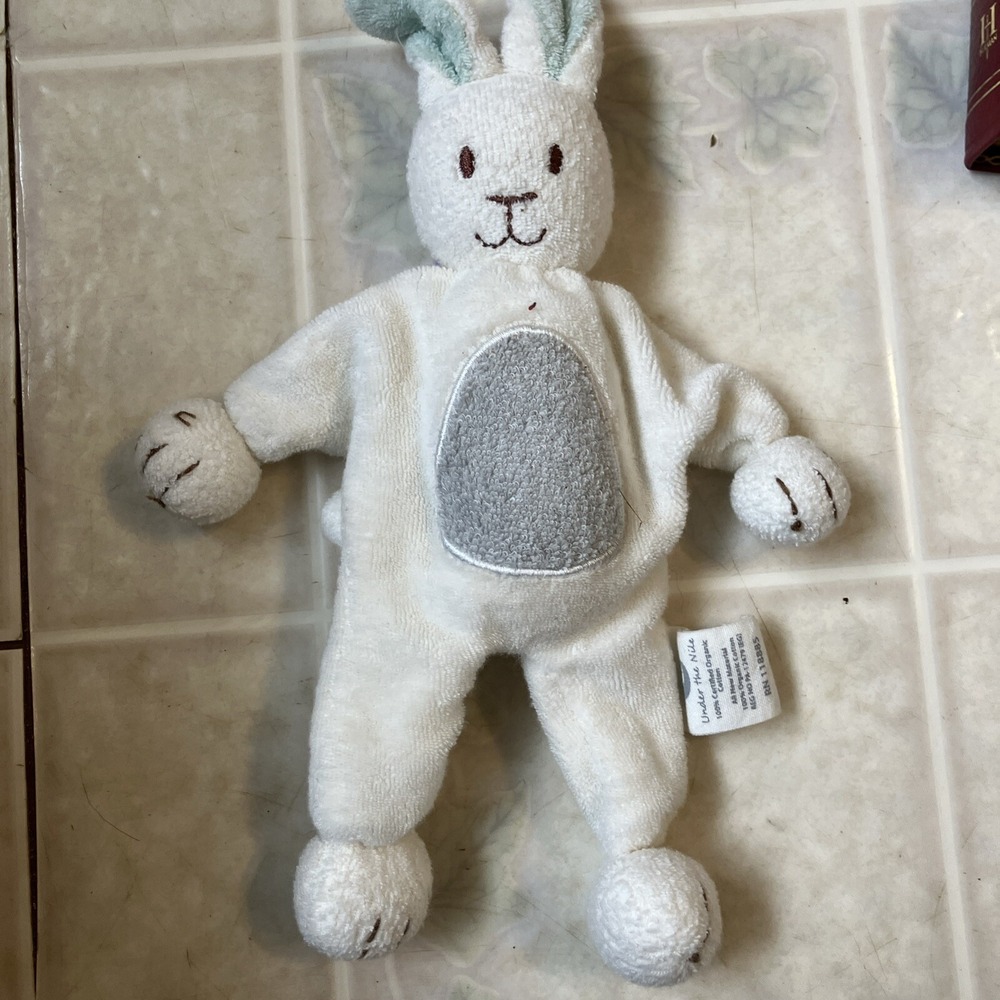 Under the Nile Organic Snuggle Hug White Bunny Baby Lovey Toy Plush